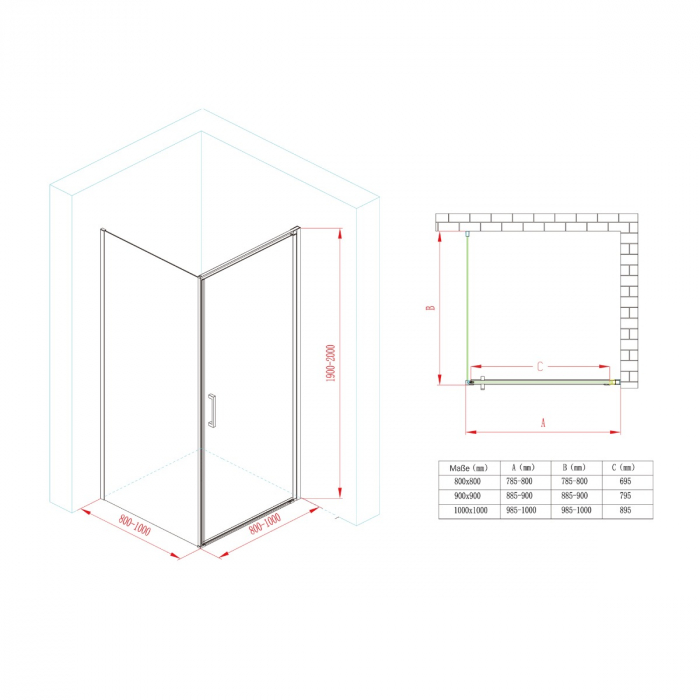 Cabina Astra R36, crom, sticla transparenta, usa batanta, cu sau fara cadita, diverse dimensiuni [10]