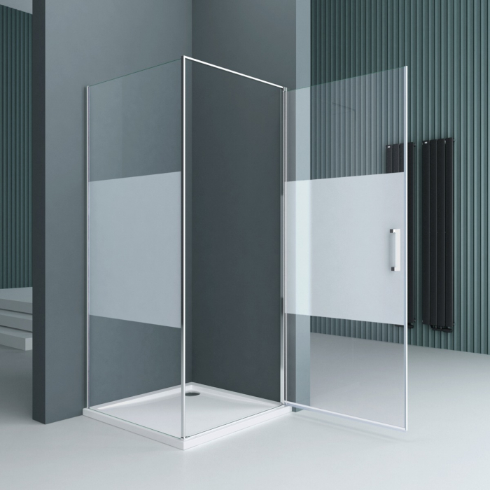 Cabina Astra R36MS, crom, sticla sablata partial, usa batanta, cu sau fara cadita, diverse dimensiuni [2]