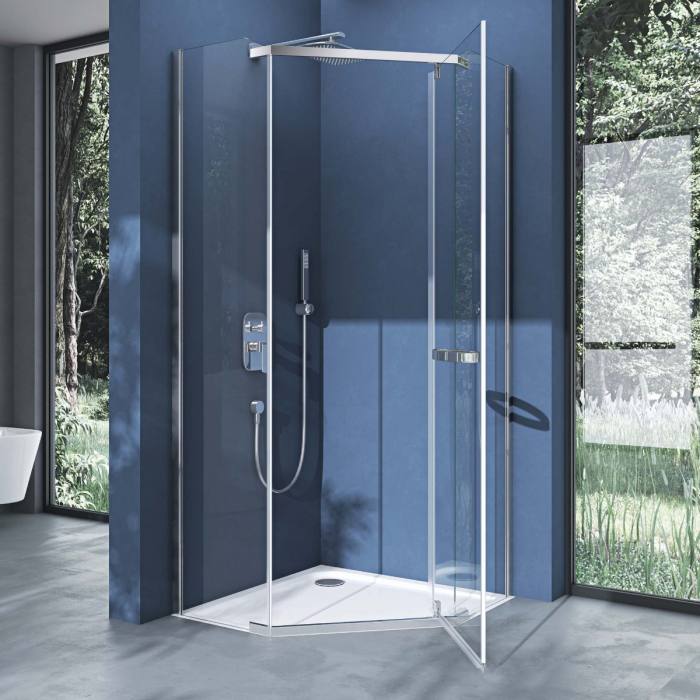 Cabina Astra R8, crom, sticla transparenta, usa batanta, cu sau fara cadita, diverse dimensiuni [2]