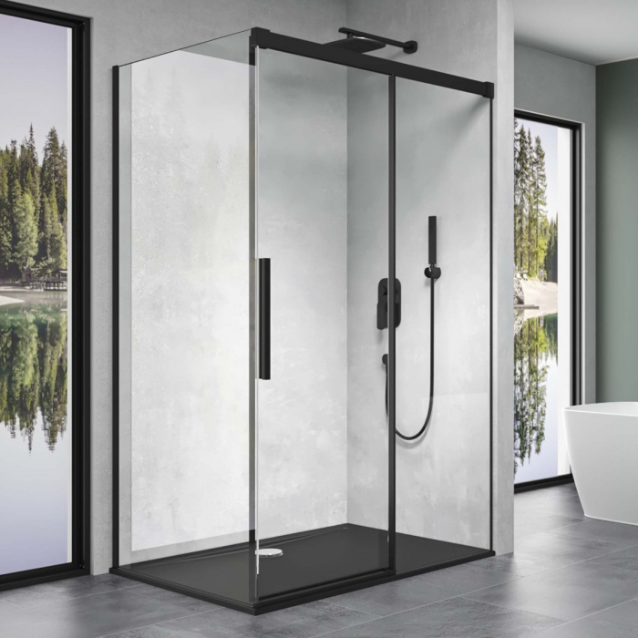 Cabina Astra Rav12, negru, sticla transparenta, usa glisanta, fara cadita, diverse dimensiuni [1]