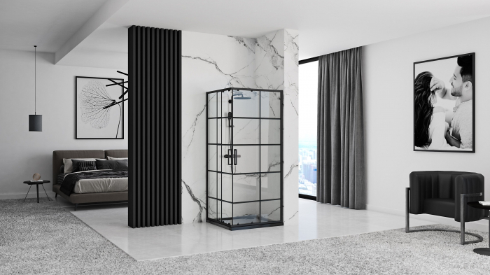 Cabina Concept Black 80 sau 90 cm, glisanta, negru [3]