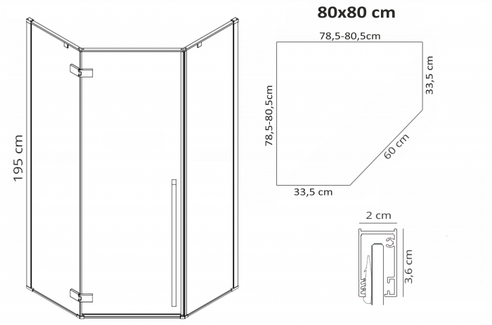 Cabina Diamond Black, batanta, cu sau fara cadita, negru [14]
