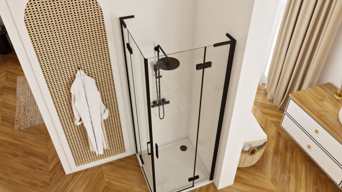 Cabina Hugo Black 2, doua usi batante, negru [5]