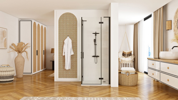 Cabina Hugo Black 2, doua usi batante, negru [4]