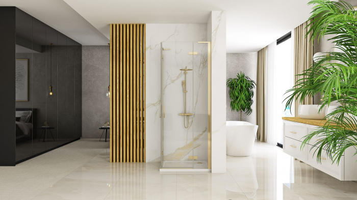 Cabina Hugo Gold Brush 2, doua usi batante, auriu [3]