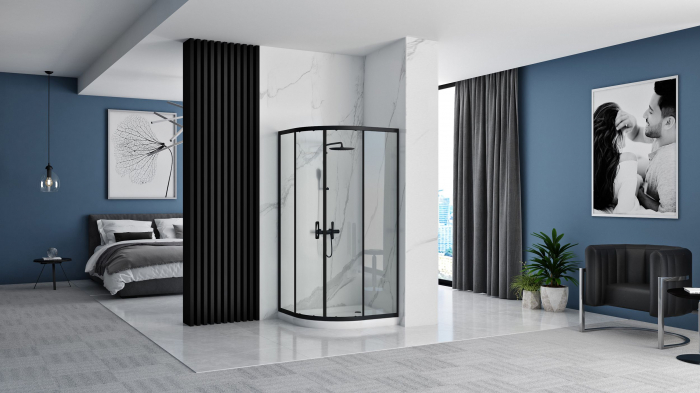 Cabina Look Black + Cădiță de duș Look White [2]