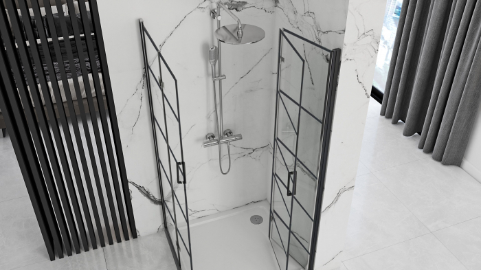 Cabina Molier Black 2, doua usi pliabile, negru [3]