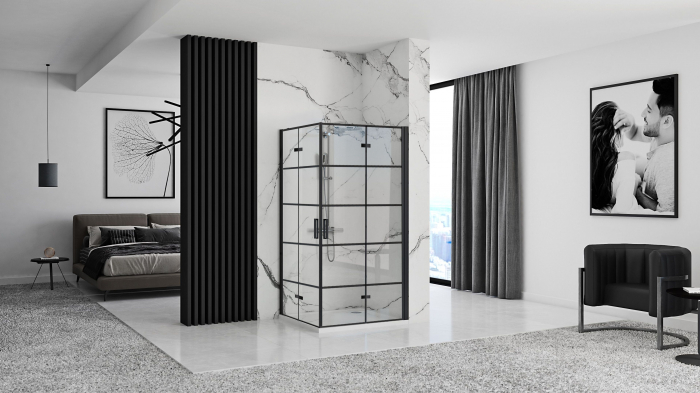 Cabina Molier Black 2, doua usi pliabile, negru [2]