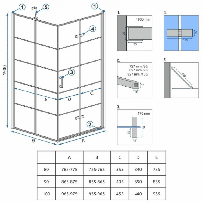 Cabina Molier Black, pliabila, negru [4]