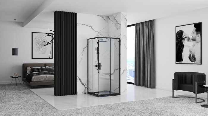 Cabina Punto 80 sau 90 cm, glisanta, negru [4]