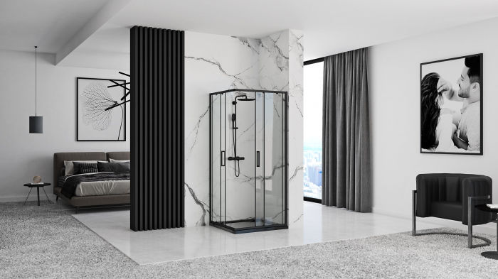 Cabina Punto 80 sau 90 cm, glisanta, negru [5]