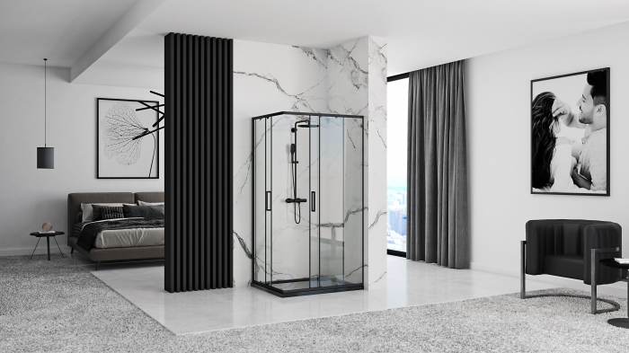 Cabina Punto 80x100, glisanta, negru [4]