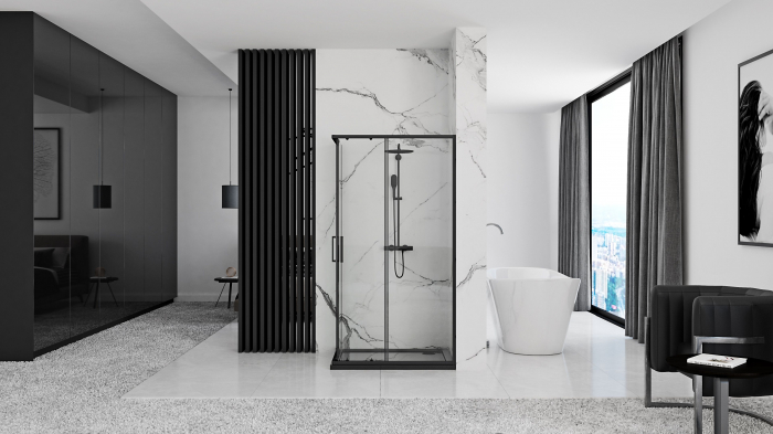 Cabina Punto 80x100, glisanta, negru [6]