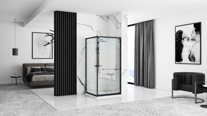 Cabina Space In Black, glisanta, cu sau fara cadita, negru [2]