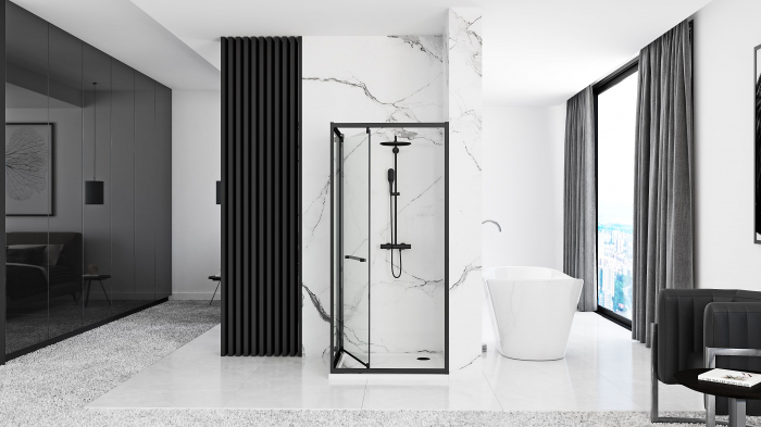 Cabina Space In Black, glisanta, cu sau fara cadita, negru [6]