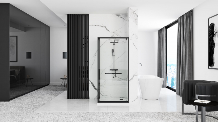 Cabina Space In Black, glisanta, cu sau fara cadita, negru [5]