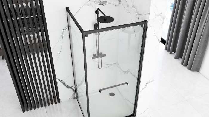 Cabina Space In Black, glisanta, cu sau fara cadita, negru [4]