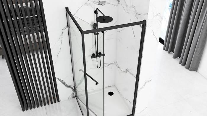 Cabina Space In Black, glisanta, cu sau fara cadita, negru [3]