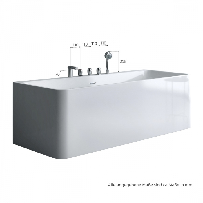 Cadă Astra V601MA, acril, 170-180 cm cu fitinguri, freestanding [9]