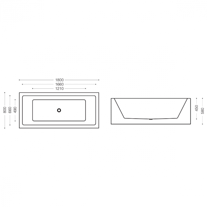 Cadă dreptunghiulară Astra V509, acril, 180x80 cm, freestanding [9]