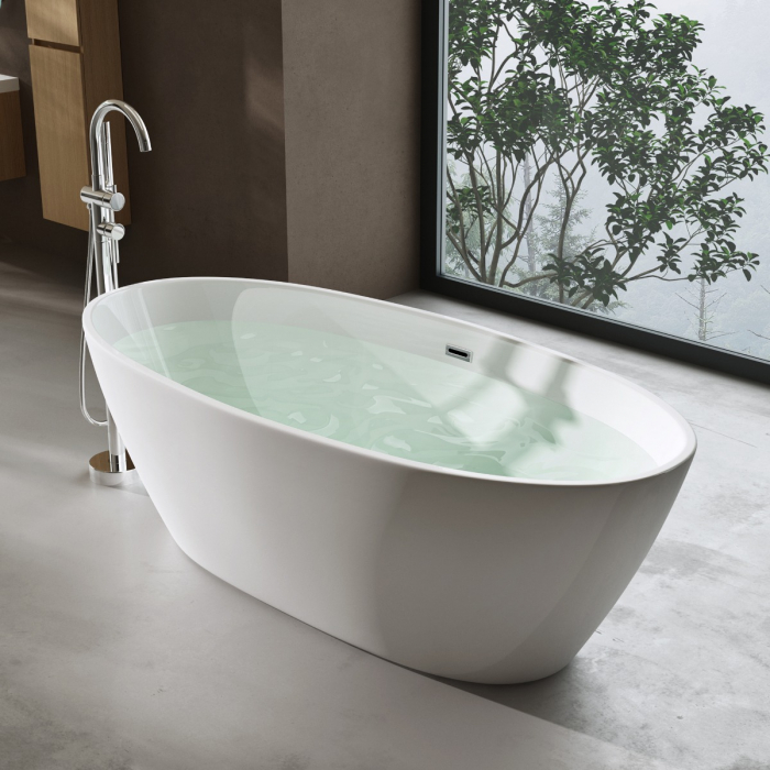 Cadă ovală Astra V599, acril, 170x80x58 cm, cu piedestal și racord de scurgere standard DIN [2]