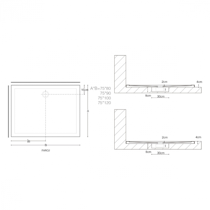 Cadita dus Astra F2, acril, inaltime 4 cm, dreptunghiular, alb, diverse dimensiuni [7]