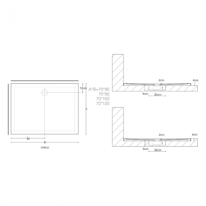 Cadita dus Astra F2W, acril, inaltime 4 cm, dreptunghiular, alb, diverse dimensiuni [9]