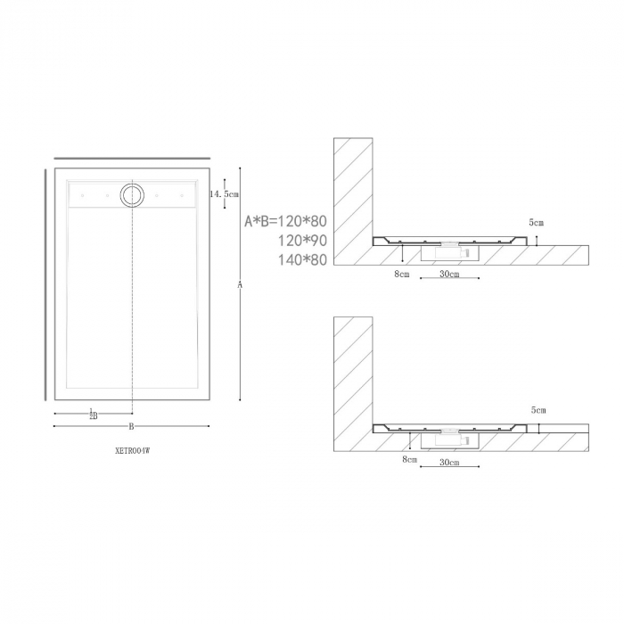 Cadita dus Astra L01, acril, inaltime 4 cm, dreptunghiular, negru, diverse dimensiuni [8]