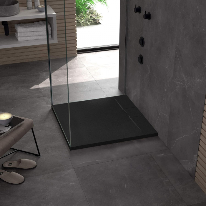 Cadita dus Bazalt Black, 90x90 cm, inaltime 2.5 cm, compozit, negru [4]