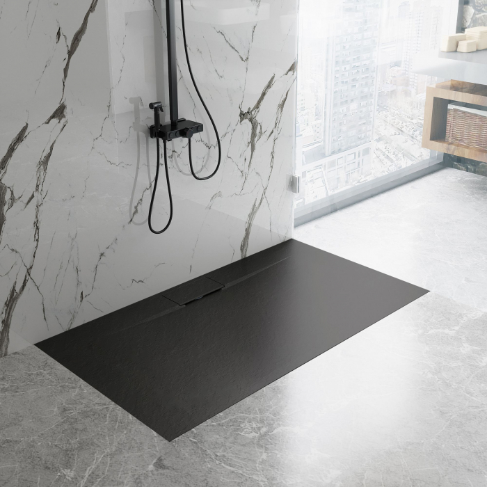 Cadita dus Bazalt Long Black, 90x120 cm, inaltime 2.5 cm, compozit, negru [3]
