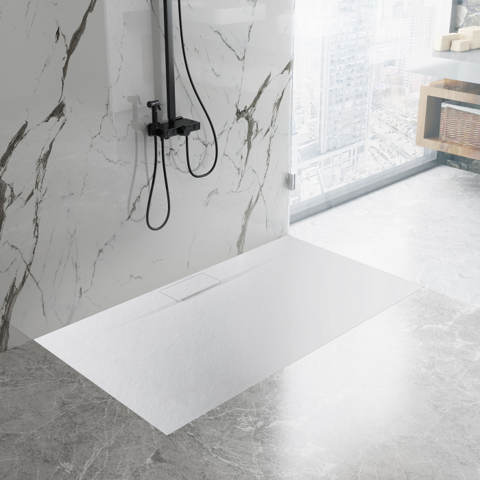 Cadita dus Bazalt Long White, 80x100 cm, inaltime 2.5 cm, compozit, alb [4]