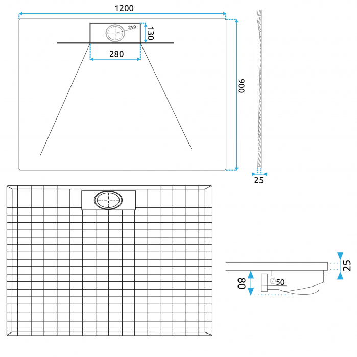 Cadita dus Bazalt Long White, 90x120 cm, inaltime 2.5 cm, compozit, alb [9]