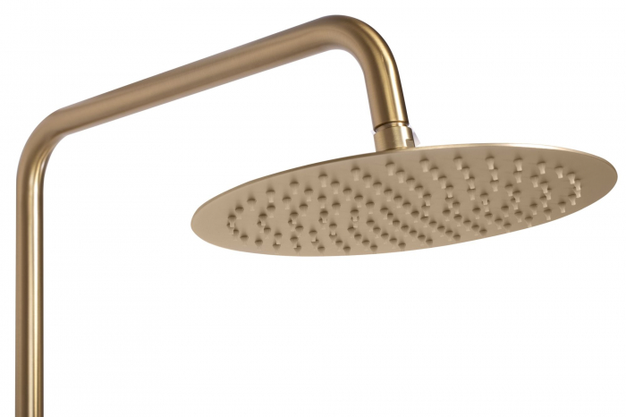 Coloana de dus cu termostat Lungo Gold Brush, anti calcar, auriu, montaj pe perete [5]