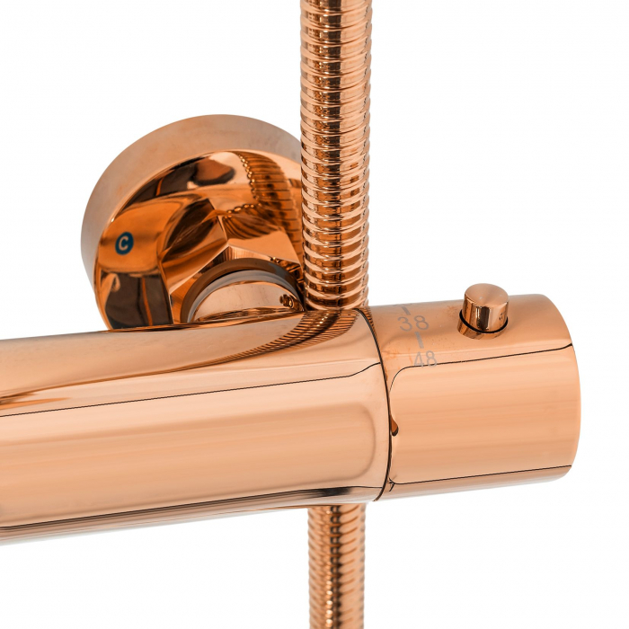Coloana de dus cu termostat Lungo Rose Gold, anti calcar, auriu rose, montaj pe perete [5]
