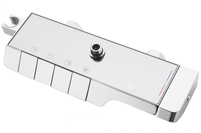 Coloana de dus cu termostat Rob Chrome, anti calcar, crom, montaj pe perete [5]