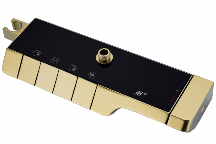 Coloana de dus cu termostat Rob Gold Brush, anti calcar, auriu, montaj pe perete [3]