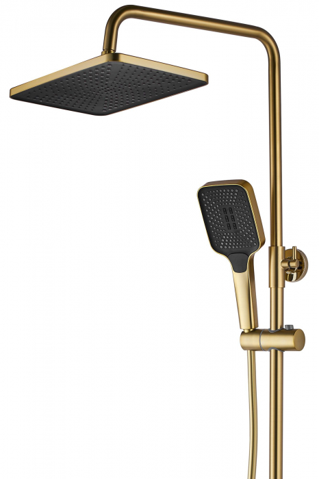 Coloana de dus cu termostat Rob Gold Brush, anti calcar, auriu, montaj pe perete [8]