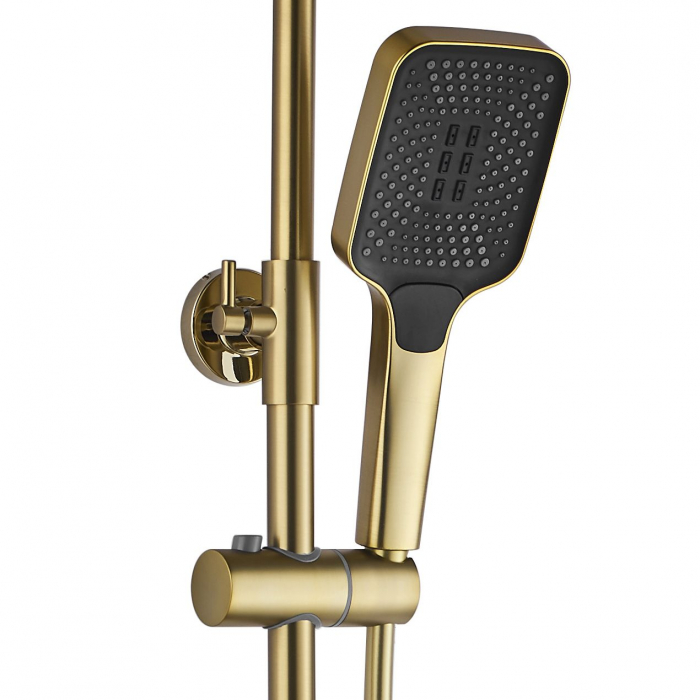 Coloana de dus cu termostat Rob Gold Brush, anti calcar, auriu, montaj pe perete [4]