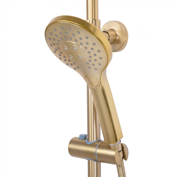 Coloana de dus cu termostat Vincent Gold Brush, anti calcar, auriu, montaj pe perete [6]