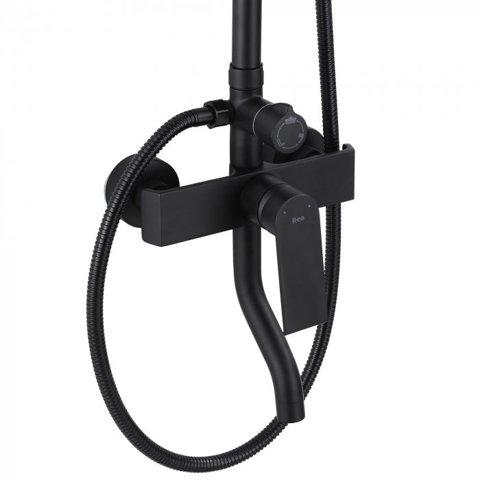 Coloana de dus Hass Negru, anti calcar, negru, montaj pe perete [3]