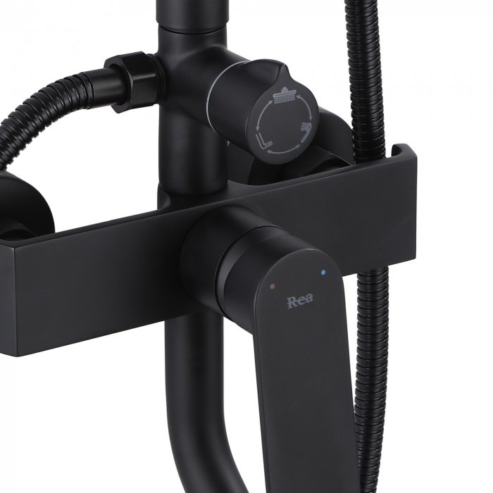 Coloana de dus Hass Negru, anti calcar, negru, montaj pe perete [4]