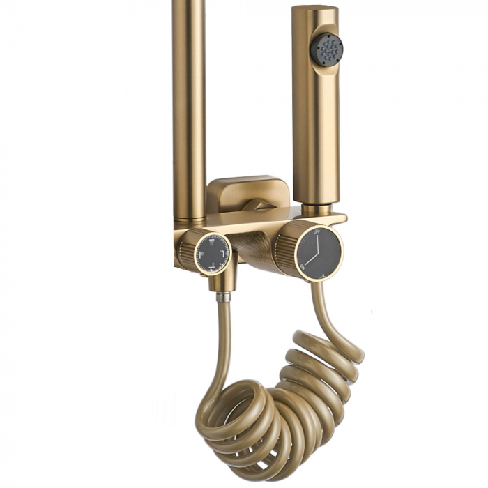 Coloana de dus Helix Brush Gold, anti calcar, auriu, montaj pe perete [6]
