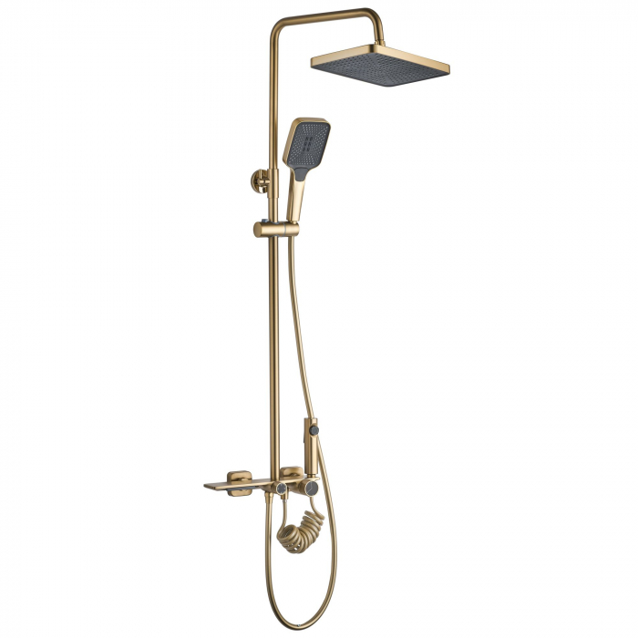 Coloana de dus Helix Brush Gold, anti calcar, auriu, montaj pe perete [9]