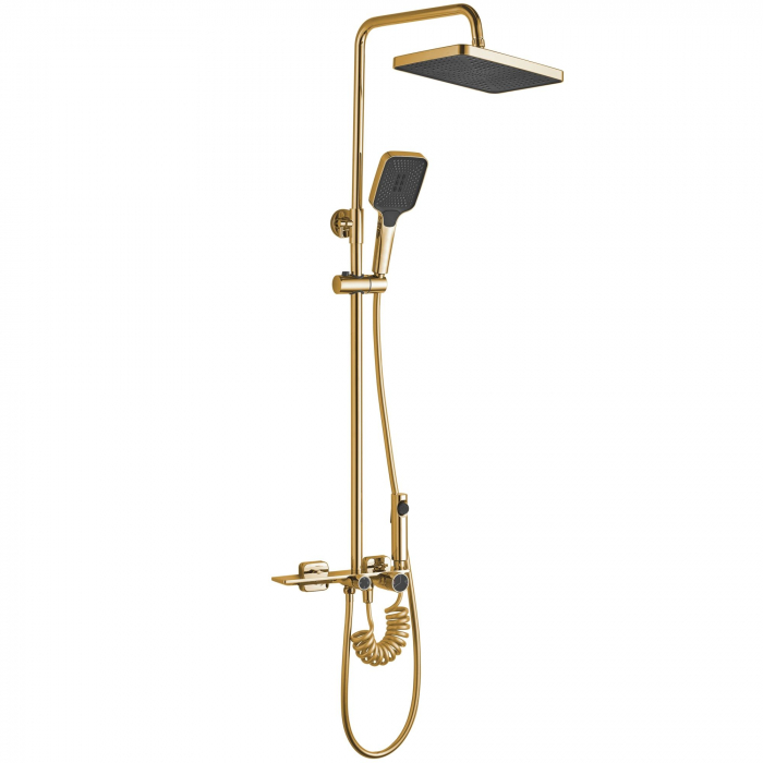 Coloana de dus Helix Gold, anti calcar, auriu, montaj pe perete [9]