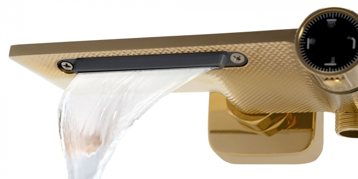 Coloana de dus Helix Gold, anti calcar, auriu, montaj pe perete [5]