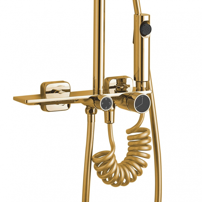 Coloana de dus Helix Gold, anti calcar, auriu, montaj pe perete [4]