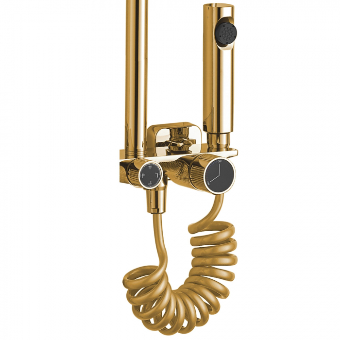 Coloana de dus Helix Gold, anti calcar, auriu, montaj pe perete [6]