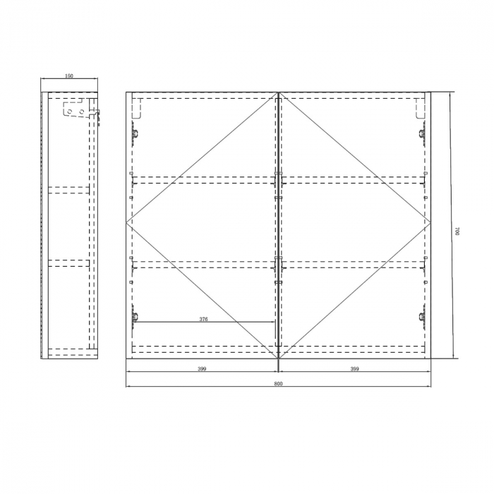 Dulap baie cu oglinda Spiegel02, 60-80-100-120 cm, alb sau antracit, suspendat [10]