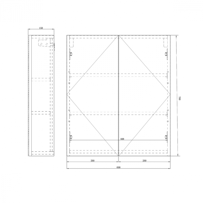 Dulap baie cu oglinda Spiegel02, 60-80-100-120 cm, alb sau antracit, suspendat [9]