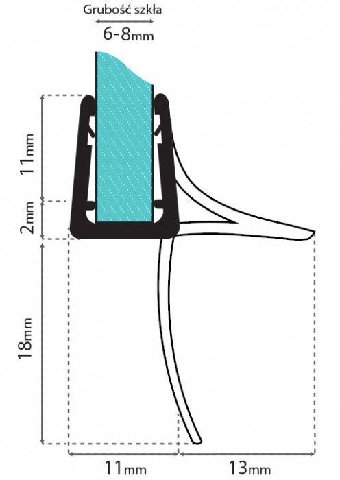 Garnitura inferioara cabina de dus 6-8 mm Rea, negru [3]